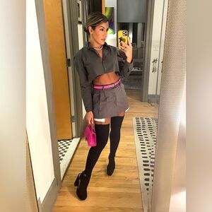 Rumours Matching Set - Charcoal Skirt (Small) & Cropped Button-Down Top (Med)